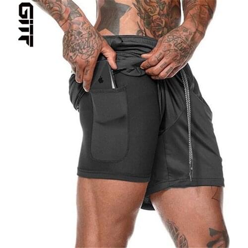 2020 NEW Mens Running Shorts Mens 2 in 1 Sports Shorts Male double-deck Quick Drying Sports men Shorts Jogging Gym Shorts men