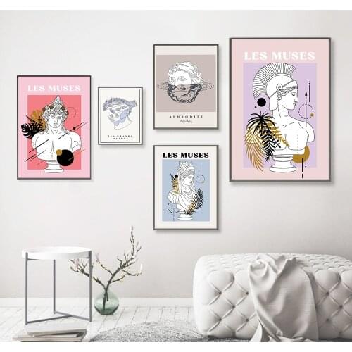Les Grands Greek Goddess Canvas Poster Artwork Abstract Bust Statue Myth Museum Print Painting Midcentury Wall Pictures Decor