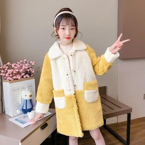 Late Autumn Girls Coat Girls Winter Warm Pocket Long Coats Kids Top&outwear 6 8 10 12 Children Clothing 14Year
