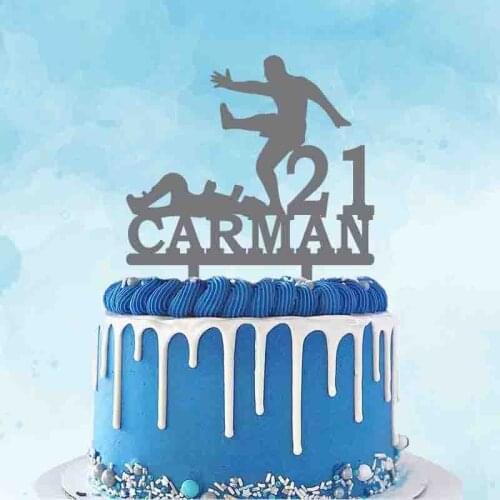 Personalized Wrestling Cake Topper Custom Name Age Man Wrestling Silhouette For Wrestler Birthday Party Cake Decoration Topper