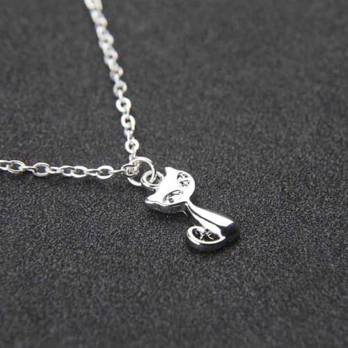 Simple Cute Cat Animal Pendant Necklace Elegant Lady Party Silver Color Metal Clavicle Chain Korean Fashion Girl Jewelry Gift