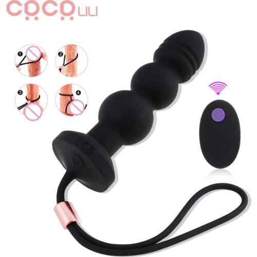 Silicone Anal Butt Plug Vibrator Penis Rings Vaginal G-spot Stimulation Backyard Bead Masturbation Anal Dildo Sex Toys for Man