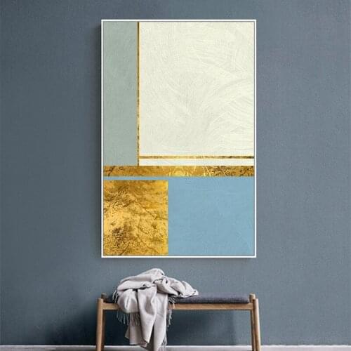 Modern Minimalist Wall Art Canvas Golden Abstract warm color block line Art Poster Print Wall Picture for Living Room Decor