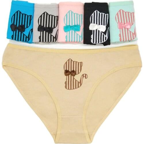 SUPNEKUA 100% Cotton Kids Panties For Girl Underwear Thong String Seamless Underpant Mid Waist Bikini 6pcs/lot