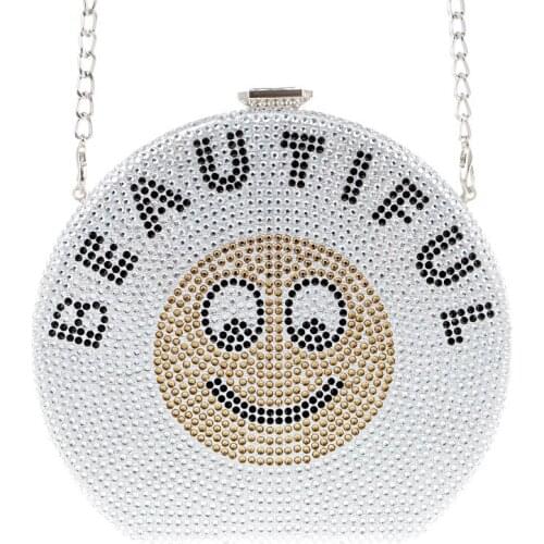 Bee In Fly New Desige Inlaid Diamond Evening Bag Smiling Face Clutch WomenS Wedding Zero Wallet Cocktail Dinner Bag