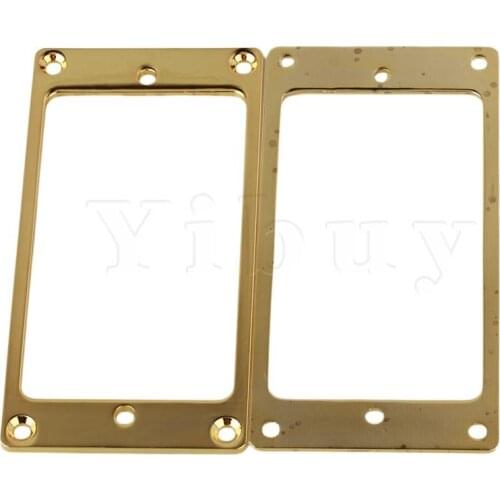 Yibuy 2 Pieces Flat Gold Frame for Guitar Bass Pickup 91.8 x 46 x 3MM