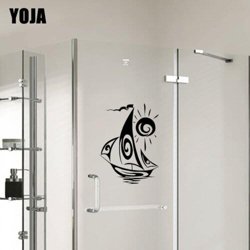 YOJA 24x17.9CM Interesting Home Decor Wall Sticker Bathroom Shower Sailing Decal G2-0311