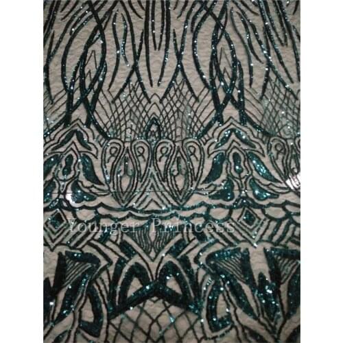 Green Classic design YG-738 best quality sequins embroidery mesh lace for sawing bridal wedding dress 6 yards/lot