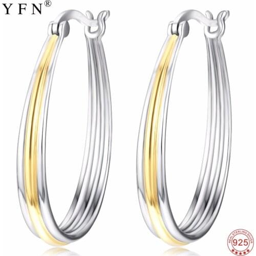 YFN 925 Genuine Sterling Silver New Fashion Hoop Earrings For Women Hot Sell Earring Christmas Valentines Day Gift Bijoux