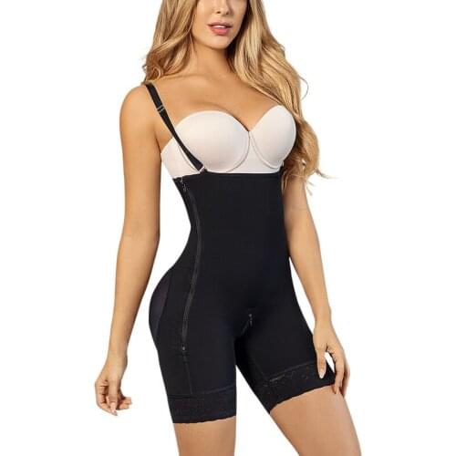 Women Bodysuit Postpartum Tummy Control Side Zipper Shapewear Slimming Fajas Lace Full Body Shaper