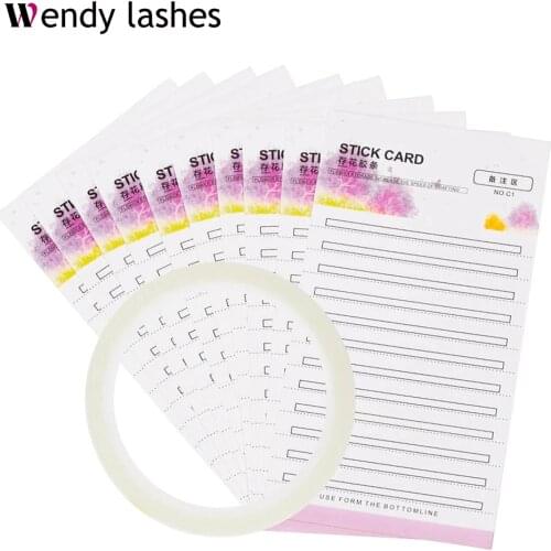 10Pcs Grafting Blossom Stick Eyelash Extension Storage Card Grafted Premade Fans Volume Lash Sticky Strip Tape False Eyelashes