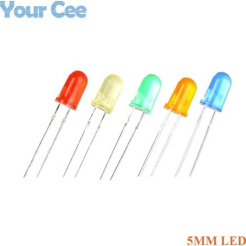 100pcs 5MM F5 LED Kit LED Diode Green Blue Orange Red Yellow DIY Eelectronic Components Light Emitting Diode