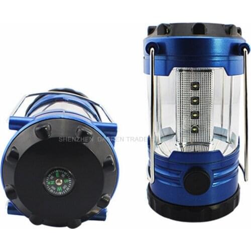 144pcs/lot 12 LED Bivouac Camping Light Hiking Fishing Tent Lantern Light Lamp with Compass Blue Color White Light HYY133