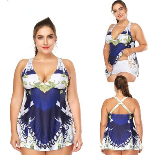2019 Print Wire Free with Pad Bikini Sexy Two Piece Swimsuit Plus Size Swimwear Swimming Suit for Women Tankini Swimsuits Women