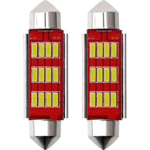 2x C10W C5W LED 4014 10 12SMD Festoon 31mm 36mm 39mm 41mm 12V White Bulbs for Cars License Plate Interior Reading Light 6500K