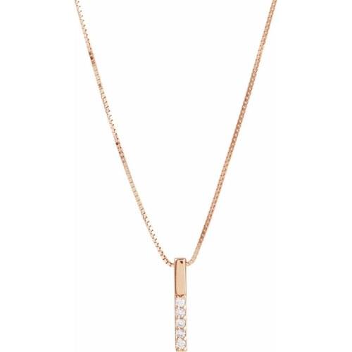 925 Sterling Silver Strip Geometric Cubic Zircon Necklace Simple Clavicle Chain Charm Necklace For Women Jewelry S-N545