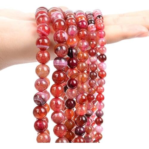 Natural Stone Beads Amber Sardonyx Agate Round Loose Spacer Beads for Jewelry Making Bracelets Necklace DIY Accessories 6/8/10MM