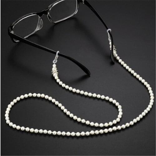 Fashion White Pink Pearl Glasses Chain Beaded Sunglass Reading Eyeglasses Chain Cord Holder Rope For Men Women Couples