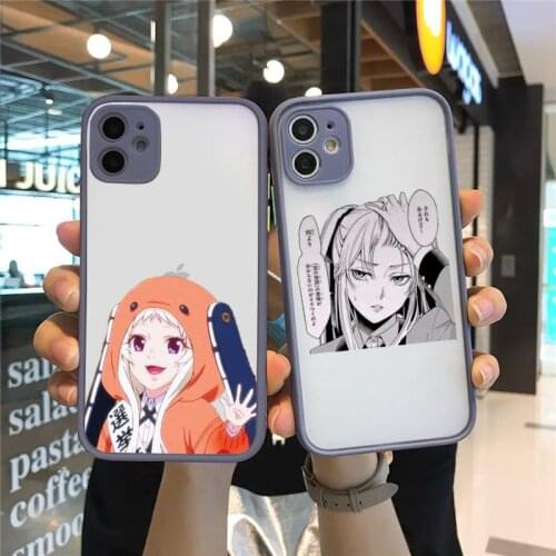 Kakegurui Jabami Yumeko Phone Case For iPhone 12 11 Mini Pro XR XS Max 7 8 Plus X Matte transparent Gray Back Cover