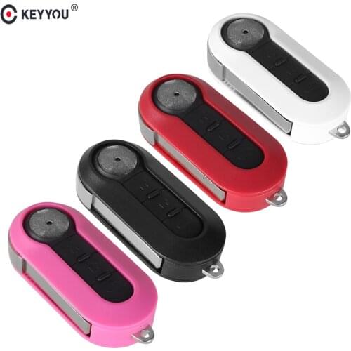 KEYYOU Flip Folding Remote Key Shell 3 Buttons For Fiat 500 Panda Punto Bravo Keyless Entry Fob COMBO Key Case Cover SIP22 Blade