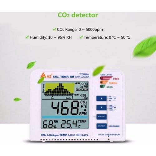 AZ7788A Carbon Dioxide Detector Plant Model CO2 Gas Test Alarm Trend Recorder Tester Monitor Analyzer 3Color LED RANGE 0-5000PPM