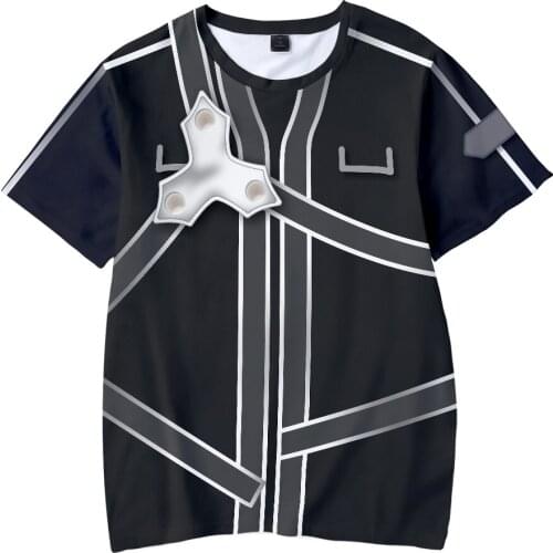 T-shirt for Men Unisex Kirito Oversize O-neck with Short Sleeve Tops Funny T-shirts Japanese Anime Sword Art Online Cosplay