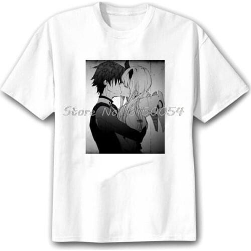Harajuku Couple Anime Unisex Tshirt Darling In The Franxx Print T-shirt Casual Original Comic Tee Summer Cotton Tshirt Harajuku