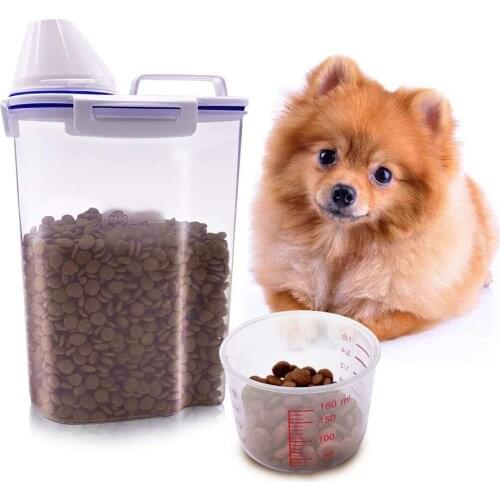 Pet Food Storage Container Large Capacity Mildew Anti-Oxidation Pet Dog Feeder Storage Food Container With Measuring Cup