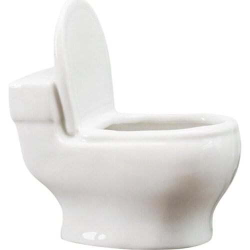 Creative Mini Toilet Shape Fleshy Ceramic Flowerpot Garden Home Decor Flower Pot