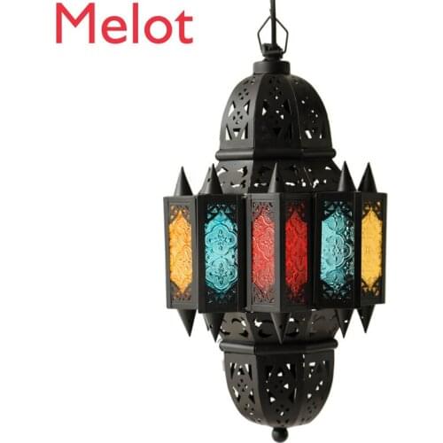 Creative Morocco Wind Lamp Candlestick Retro Romantic Hangable Home Garden Courtyard Decoration Props Handmade Lucky Crafts