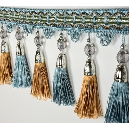 1m European Style Curtain Lace Pendant Trim Tassel Fringe DIY Stage Clothing Home Wedding Decoration Accessories 14cm Width