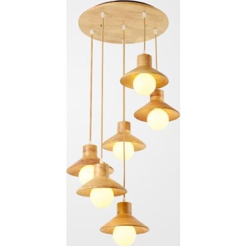 Led e27 Modern Wooden Iron Lustre Chandelier Lighting Suspension Luminaire Lampen For Dinning Room