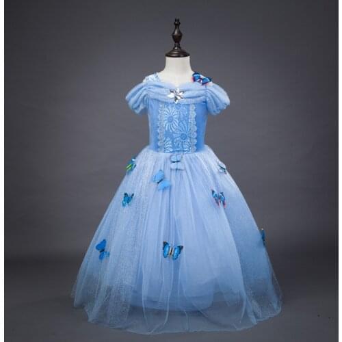 Girl Dress Summer 2017 Kids Dresses for Girl Cinderella Snow Queen Elsa Anna Lace Dress Wedding Dress Party Girl Clothes
