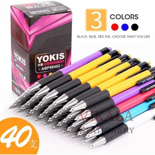 M&G 40pcs/lot Colorful Retractable Ballpoint Pen Ball Point Pen Pens for School Office Supplies ABP88402 0.7mm Blue Black Red
