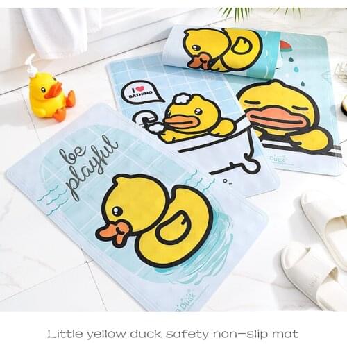 Little Yellow Duck Household Bathroom Floor Mat Cartoon Household Bathroom Shower Room TPR Suction Cup Safety Non-slip Mat