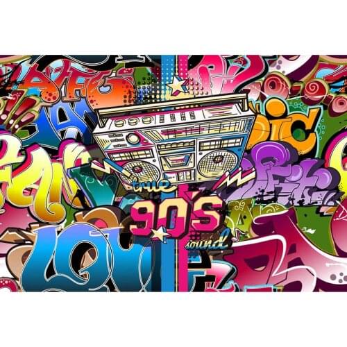 90s music comic backdrops kids photo background polyester graffiti photography backdrop for photo Studio props fotografia G-427