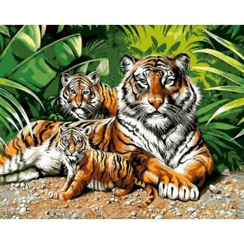 MaHuaf-W1459 tigers with cubs Painting By Numbers DIY Digital canvas painting Home Decor wall art in bedroom