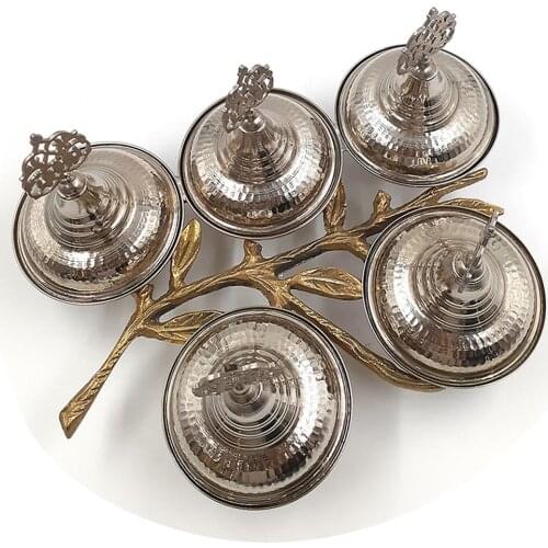 Copper Cruet Set With Rainform Holder Bowl Jar Gift Box Pot Storage Tool Container Supply Bottle Silver Canister Saver -11 Piece