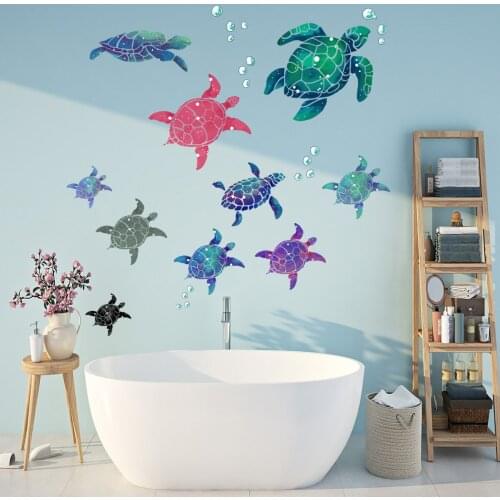 Cartoon Turtle Wall Stickers Bathroom Wall Decoration Waterproof Mural Boy Room Children Bedroom Home Decor DIY Nursery Mural