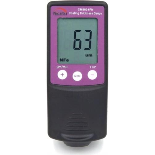 Nicety CM8801FN Coating Thickness Gauge 0-1250um LCD Car Auto Metal Painting Thickness Meter Data Hold Mils/Microns Selectable
