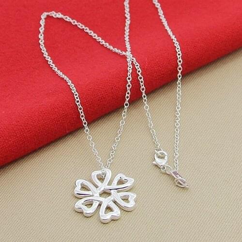 925 Sterling Silver Fashion Simple Round Fan Pendant Necklace Women New Charm Jewelry Silver Necklaces