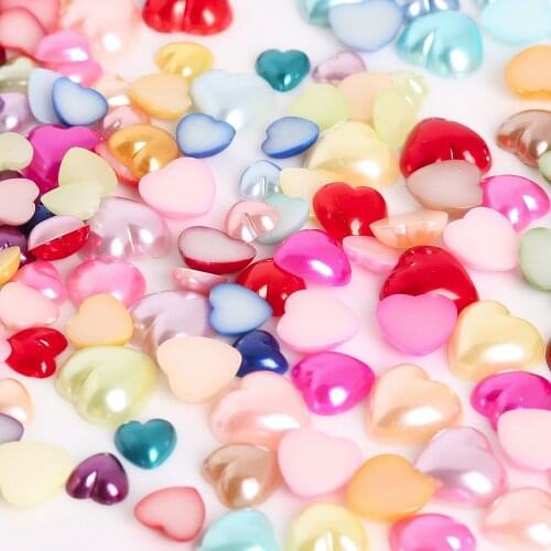 3/4/6/8/10/12mm Mixed Color Imitation Pearls Half Round Flatback Heart Shape Beads Wedding Cards Embellishments Decorate Diy