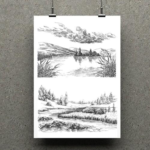 AZSG Brook / Lake Clear Stamps For Scrapbooking DIY Clip Art /Card Making Decoration Stamps Crafts