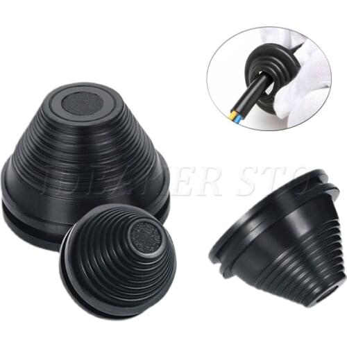 20PCS 30mm Groove Dia Black Tower Shape Rubber Wiring Wire Grommets Gaskets Protector Ring Home Improvement