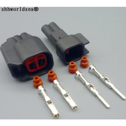 Shhworldsea 1set 1.5mm 2pin injector plug connector plug injector plug-in vehicle Fuel Injector Wire Harness Connector Plug