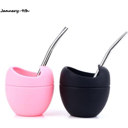 5oz Siliconen Yerba Mate Cup Kalebas Met Bombilla Stro Bpa Gratis 5oz Silicone Bombillas Yerba Mate Cup Set