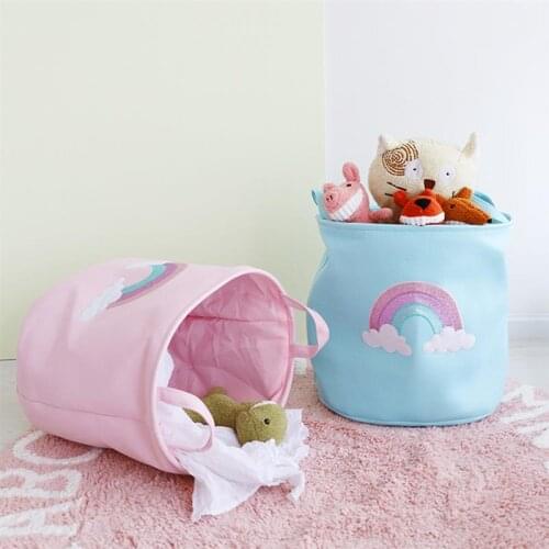 Folding Cartoon Laundry Baskets Rainbow Pattern Dirty Clothes Laundry Organizing Basket Childrens Toys Storage bucket