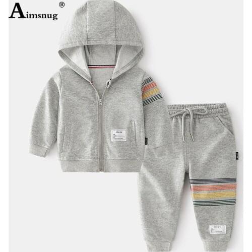Unisex Girls Two Pieces Sets Boys Fashion Hooded Tops and Casual Drawstring Pants Autumn Patchwork Tracksuit Sets Kids Clothing