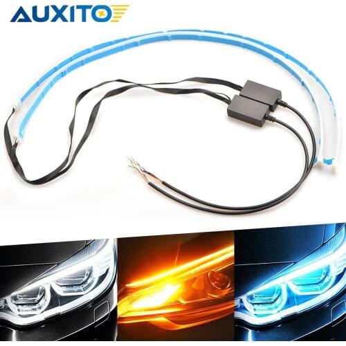 AUXITO Universal Dynamic Flowing LED DRL Lamp Strip Car Daytime Running Lamp Turn Signal Lights Flexible Multi-color Light Strip