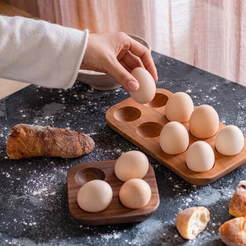 Solid Wood Egg Storage Rack Home Kitchen Storage Tray Refrigerator Log Egg Tray Home Decoration Desktop Ornaments Exquisite Gift